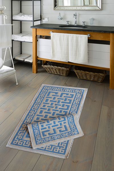 ALANUR Eco Cotton Bukle Μπάνιο 2 τεμαχίων Σετ Τουαλέτας Domino Blue