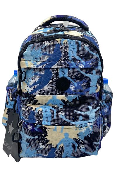 Bevitton Water Repellent Fabric School Bag Unisex School Backpack 20289 Blue-Silvery