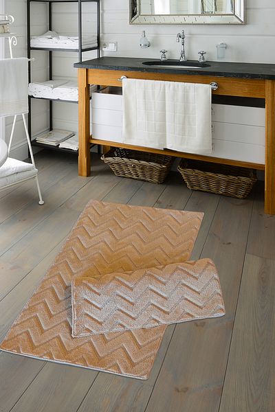 ALANUR Σετ Τουαλέτας Welsoft Zigzag Bambo 2 τεμαχίων Cappuccino