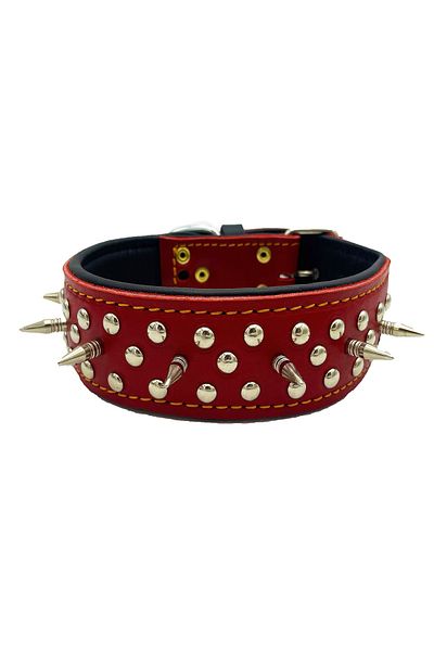 Tasma Market Red Soft Textured Leather Gladiator Dog Collar