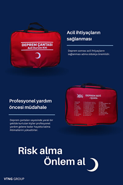 VTNG GROUP Deprem Çantası Acil Durum Ilk Yardım Kiti Seti (33 Parça)