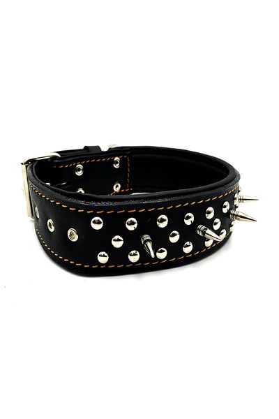 Tasma Market Black Soft Textured Leather Gladiator Dog Collar