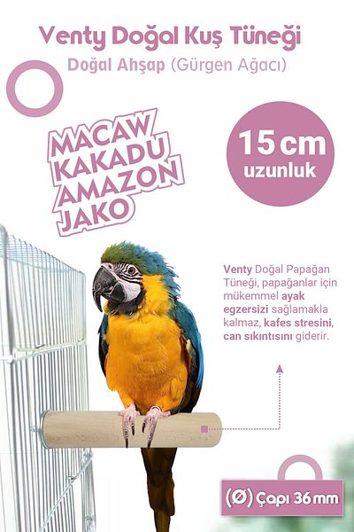 Vixpet Venty 4-Piece Large Parrot Perches 15 Cm 36 Mm / Natural Wooden Parrot Perches