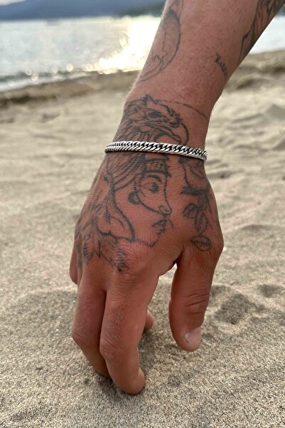 TREND COLLECTİON Herringbone Model Silver Unisex Steel Bracelet