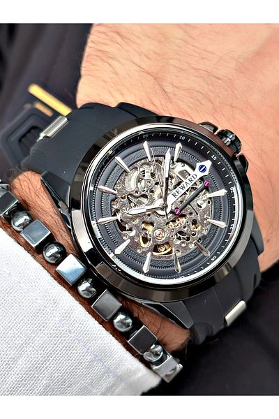 Reward Black Color Luxury Steel Case Original Business Silicone Wristwatch + BRACELET