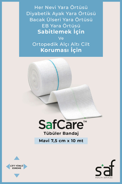 SafCare İki Yöne Esneyebilen Tübüler Bandaj - Yara Örtüsü Sabitleme - Alçı Al...