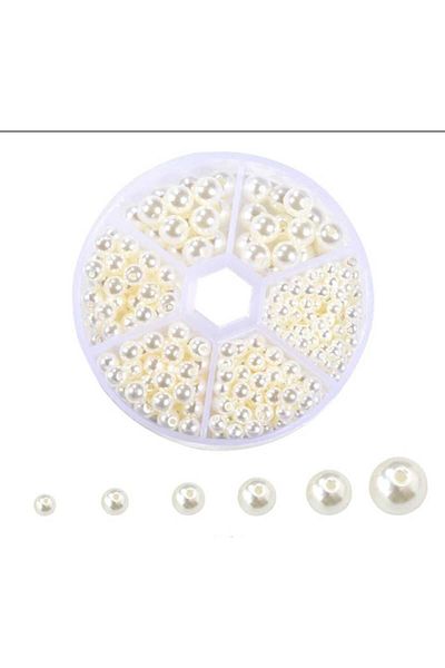 yiğit aksesuar 320 Pieces Cream Glass Pearl Set Jewelry Supplies