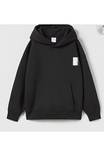 kidubabykids Siyah Kapüşonlu Sweatshirt