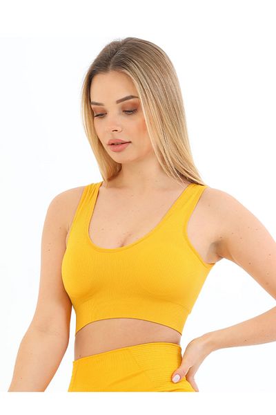 secret moda Curea groasă căptușită, cu nervuri, talie elastică, bustieră pentru femei, galbenă