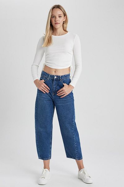 DeFacto Kalhoty Carrot Fit Jean Délka ke kotníkům 100% bavlna