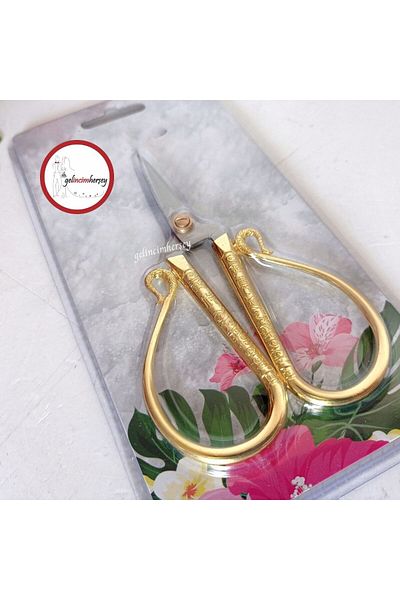 Gelincimherşey Gold Decorative Handle Handcrafted Promise Engagement Scissors