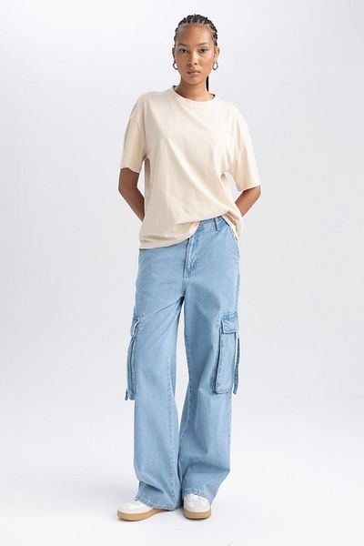 DeFacto Μπλουζάκι Oversize Fit Crew με κοντό μανίκι