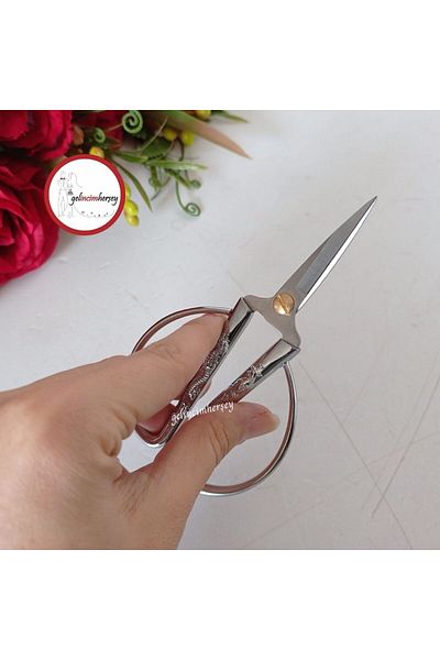 Gelincimherşey Silver Decorative Handle Handcrafted Promise Engagement Scissors