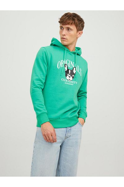 Jack & Jones Φούτερ Jack Jones Beware Sweat Hood Fst Erkek Yeşil 12244219-21