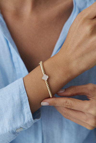 YAVUZ KUYUMCULUK 14 Ayar Altın Taşlı Yonca Kelepçe