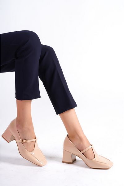 Moda Değirmeni Pantofi clasici cu toc pentru femei Skin Lacuite BG1162-119-0007