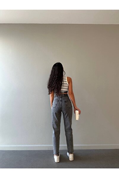 MAKRAS EXCLUSIVE Women's High Waist Smoked Boyfriend Jeans Lycra Stretchy Jeans