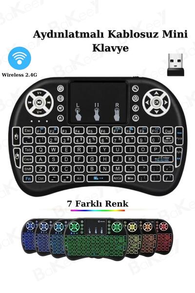 Bakeey Mini Kablosuz Klavye Bluetooth Işıklı Aydınlatmalı Wireless Dokunmatik...