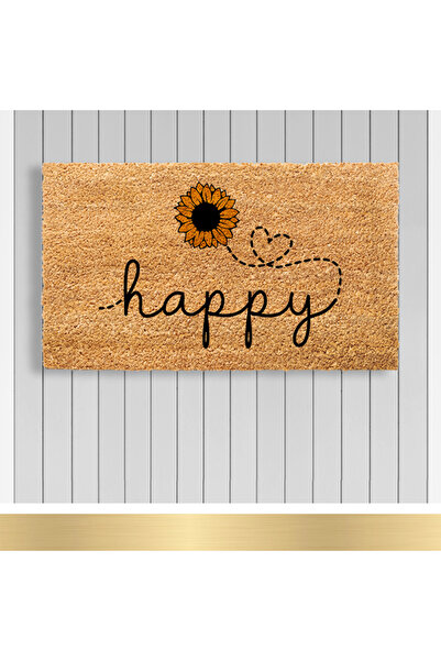 Paspashello , Design Koko Kapı Önü Paspas / PVC Taban / Model; Happy - Ayçiçek