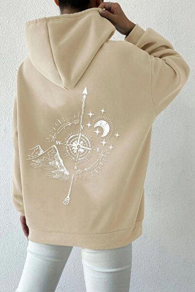 Trend Sizde سويت شيرت مطبوع بظهر البوصلة للجنسين