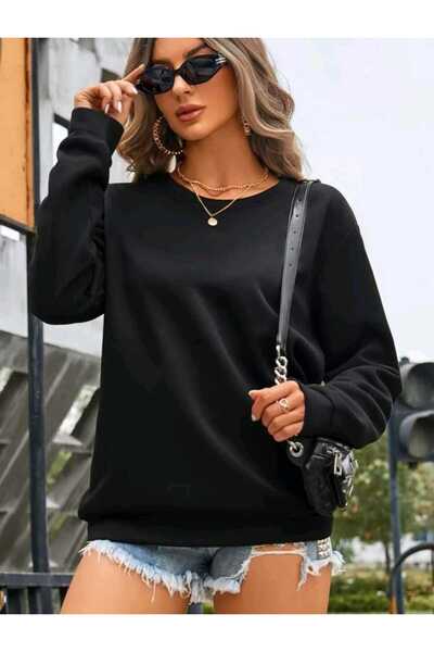 FAVORİST طاقم الرقبة البلوز عادي غير مطبوع (SOFT) تناسب واسعة