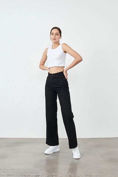 Livik Pantaloni casual din Lycra cu talie super înaltă. (Super înalt.)