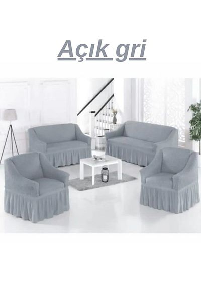 GüzelEvim Tekstil Bürümcük Sofa Sofa, Sofa Bed 3 2 1 1 Set Cover with Elastic Skirts