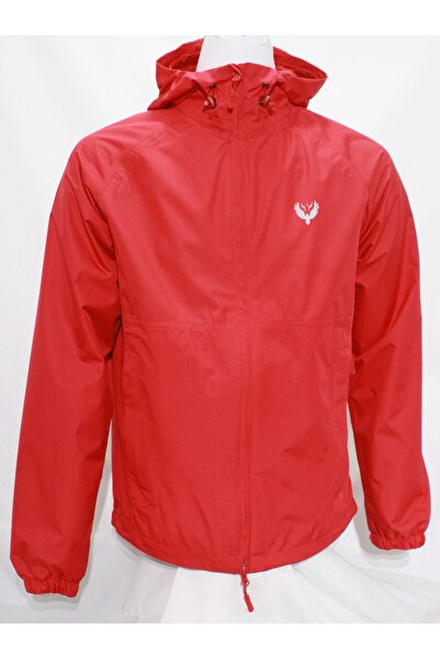 Mudeir Raincoat Kaftan Red Hooded Water Resistant Tactical Outdoor Tactical Windproof with Pockets