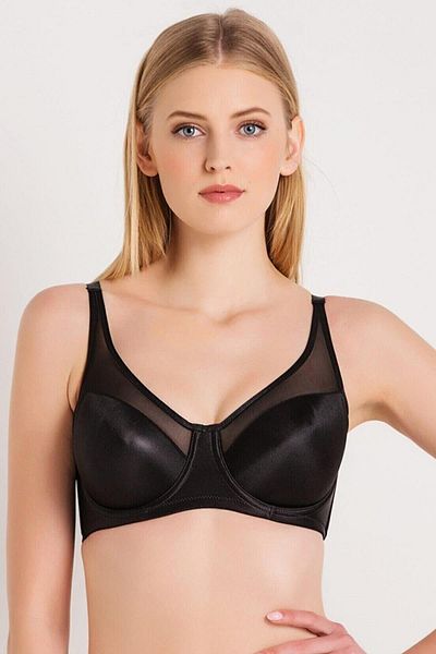Magic Form Plus Size Gathering Black Color Hollow Bra C1T7N8O3
