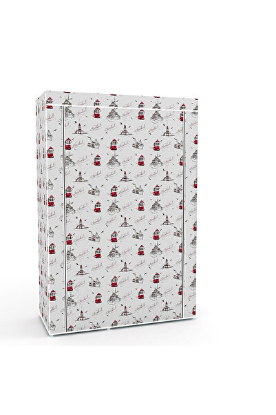 HOLTECH Tek Yandan Raflı Bez Dolap Kumaş Gardırop Öğrenci Dolabı Plastik