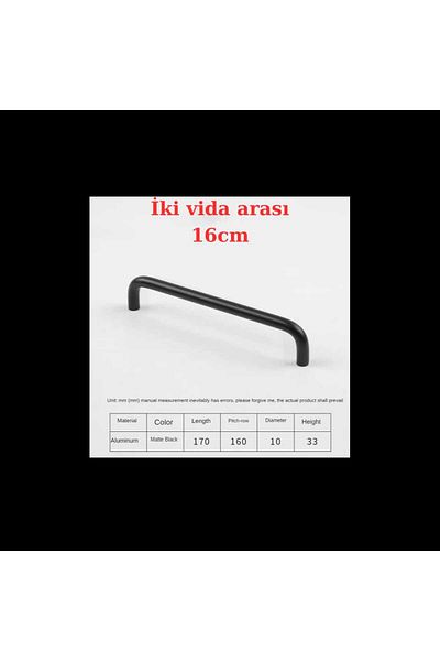 ARON (2 PCS) U HANDLE 160 mm MATTE BLACK TV UNIT DRAWER CONSOLE DRAWER KITCHEN DOOR HANDLE
