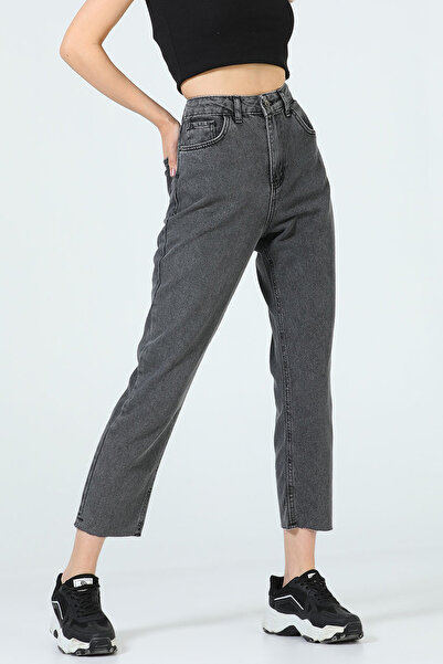 MAKRAS EXCLUSIVE Women's Mom Jeans Trousers Smoked