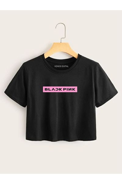 venüsdijital Tricou crop pentru copii cu imprimeu Blackpink