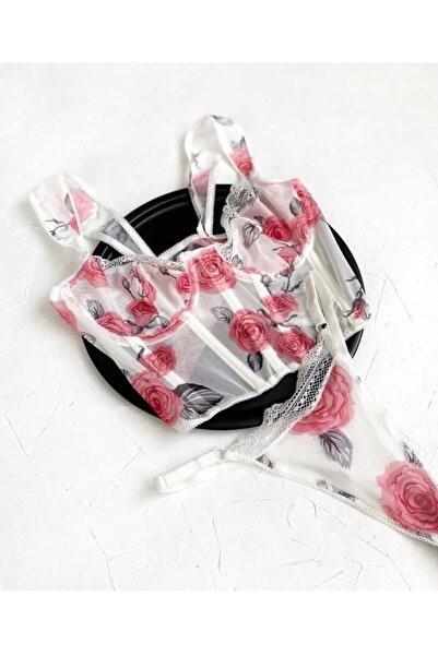 Nightlight NİGHTLİGHT Balenli Çiçekli Bralet Kilot Takımı