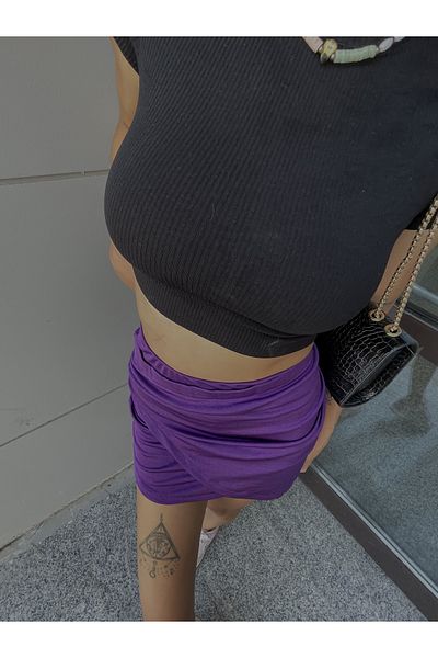 Maison La Femme Fustă mini cu tăietură asimetrică violet