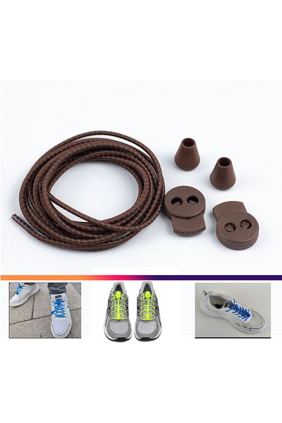 AiryFooT Smart Laces, Practical Elastic Shoelaces 100 Cm (Brown Striped)
