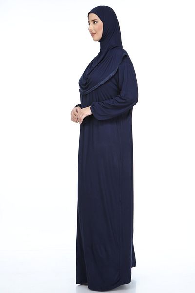 REİSA Solid Color Cotton Fabric Prayer Dress with Headscarf