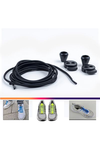AiryFooT Smart Laces, Practical Elastic Shoelaces 100 Cm (Black)