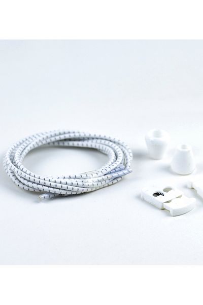 AiryFooT Smart Laces, Practical Elastic Shoelaces 100 Cm (White Striped)