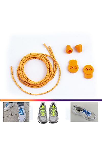 AiryFooT 100CmOrange Striped Practical Elastic Lacing Smart Shoes