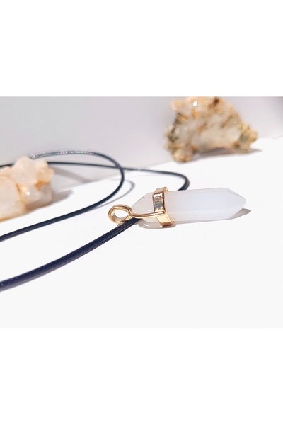 Doğal Tasarım NATURAL STONE-CRYSTAL QUARTZ NECKLACE-NAIL MODEL-DARK