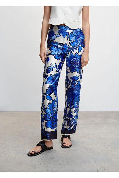 MANGO Woman Floral satin look pants