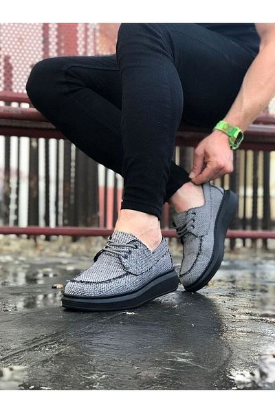 BZ Moda B503 ST Lace-Up Ορθοπεδική Σόλα Ανδρικά Κλασικά Παπούτσια Γκρι