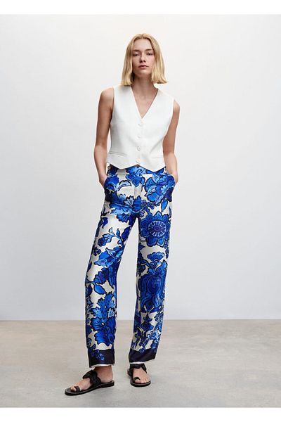 MANGO Woman Floral satin look pants