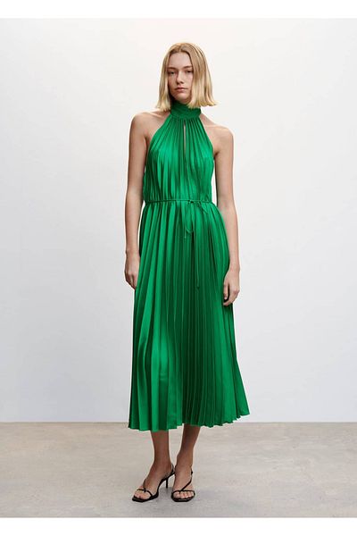MANGO Woman Rochie plisată cu Halterneck