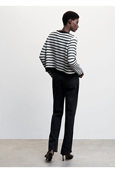 MANGO Woman Çizgili Dikişsiz Hırka