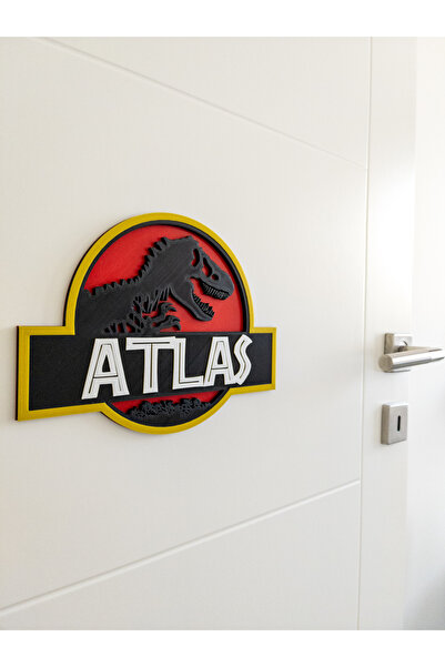 Atlas 3 Boyutlu Jurassic Park World Logo Çocuk Odası Dekor Kapı Ve Duvar Süsü...