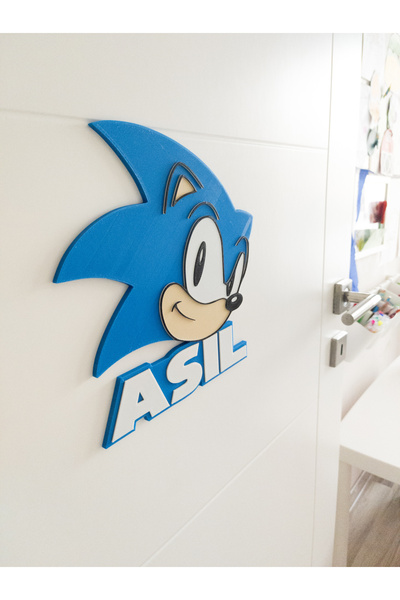 Atlas 3 Boyutlu Kirpi Sonic Çocuk Odası Dekor Kapı Ve Duvar Süsü Parti Süsü