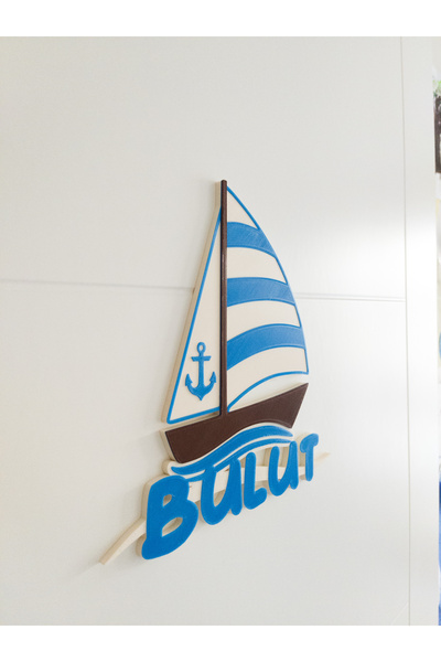 Atlas 3 Boyutlu Yelkenli Gemi Çocuk Odası Dekor Kapı Ve Duvar Süsü Parti Süsü