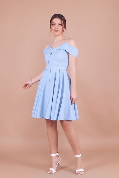 NO48 Baby Blue Μίνι λουράκι με λεπτομέρεια πλισέ φόρεμα